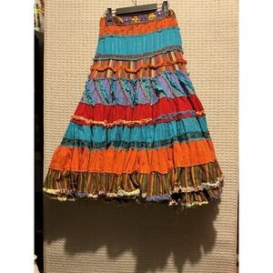 Sandy Starkman Skirt BOBO GYPSY Metallic Thread FESTIVAL Small BOLD CARNIVAL
